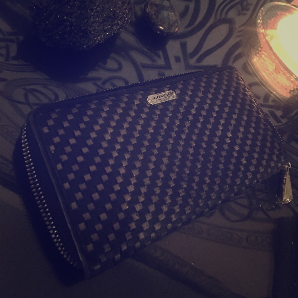 Black braided coach wallet